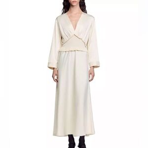 Sandro Cream Long Sleeve Nightgown